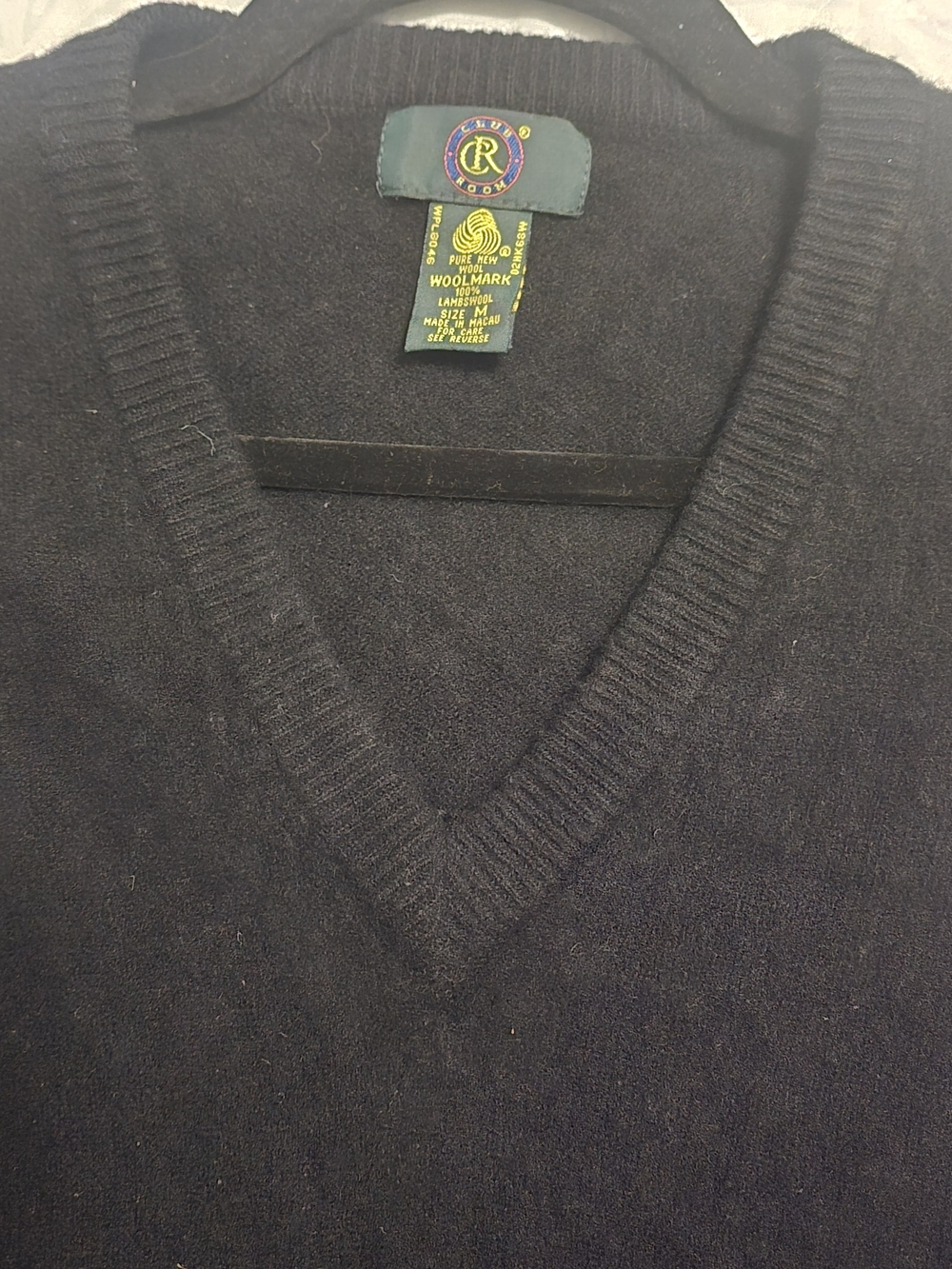 Black V-Neck Wool Sweater Vest - Polo Country Club Preppy Style, Men's Medium - Picture 10 of 10